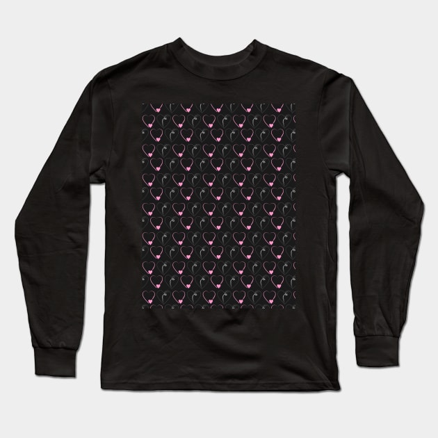 Love pattern pink and white with black background, isolate Long Sleeve T-Shirt by Degiab